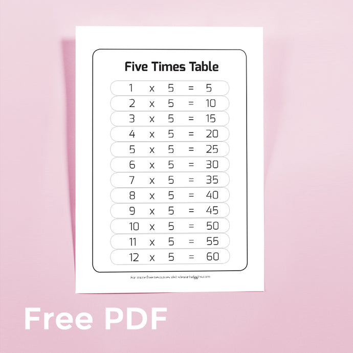 Free Printable 5x Table