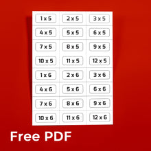 Free Printable Times Tables Flash Cards